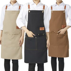 Cross-border apron with logo printing for baking milk tea shop canvas waterproof work apron for foreign trade only for factory wholesale